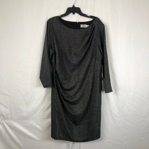 NWT Eliza J Side Ruched Mid Sleeve Black Dress